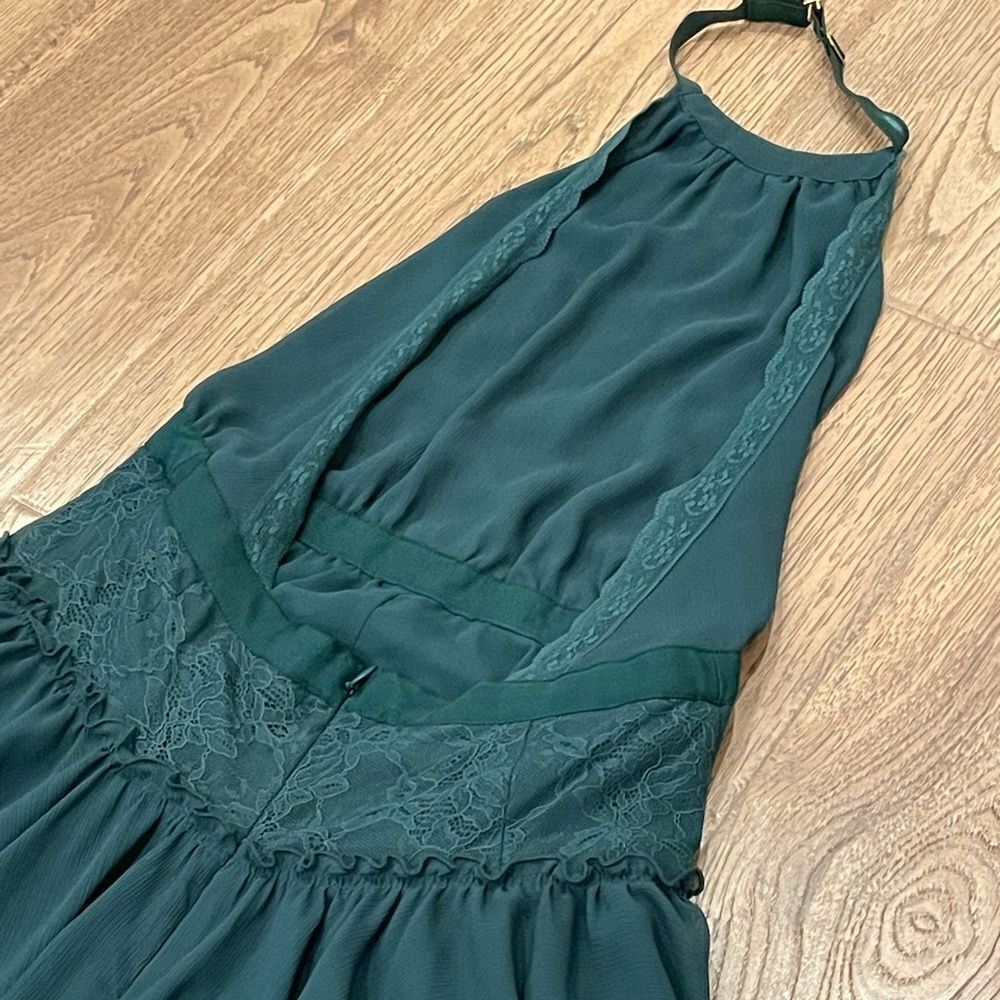Y2K Victoria's Secret Forest Green Lace Halter Open Back Mini Dress 2 Feminine - Picture 7 of 11